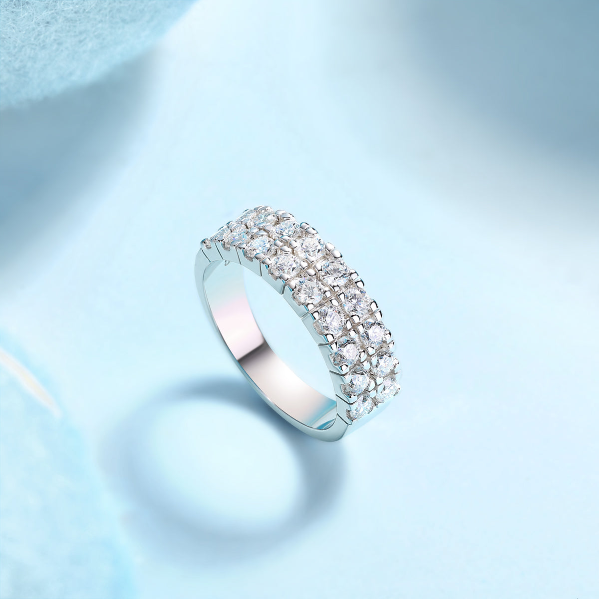 Starry sky wedding ring - inlaid with moissanite comparable to natural diamonds, fashionable and luxurious silver ring