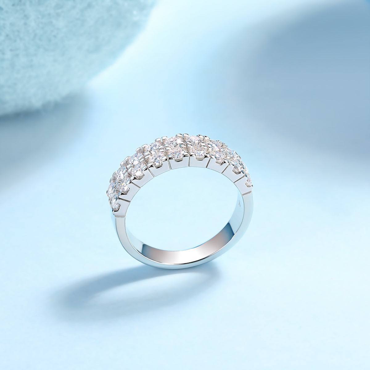 Starry sky wedding ring - inlaid with moissanite comparable to natural diamonds, fashionable and luxurious silver ring