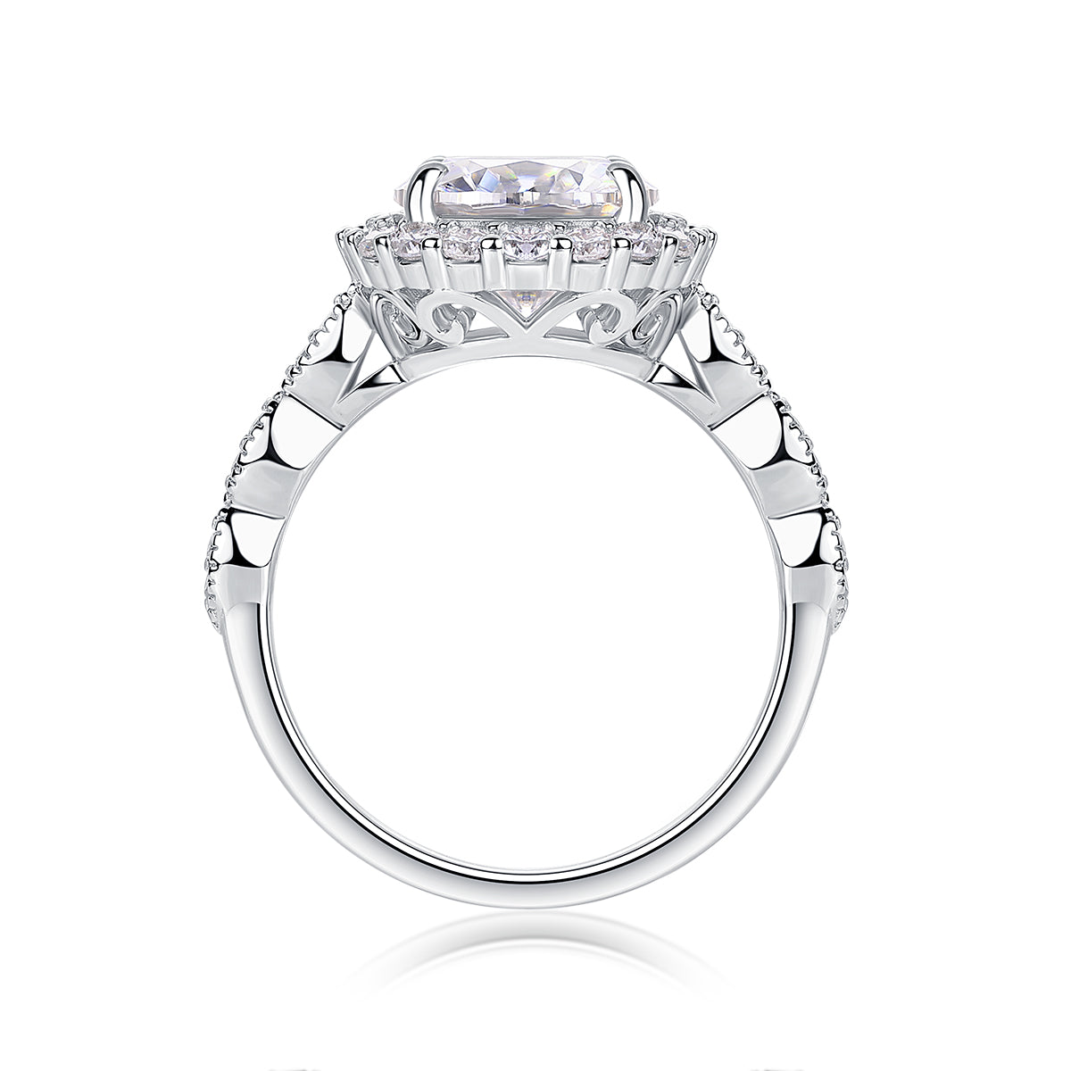 Starlight shining - 3 carat moissanite ring, environmentally friendly diamond ring, S925 sterling silver and platinum plated ring