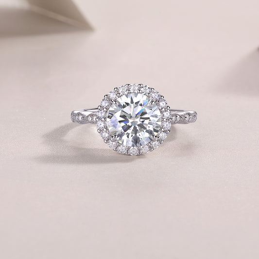 Starlight shining - 3 carat moissanite ring, environmentally friendly diamond ring, S925 sterling silver and platinum plated ring