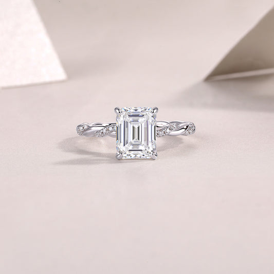 Chasing light - octagonal 7*9 moissanite ring, environmentally friendly diamond ring, S925 sterling silver ring