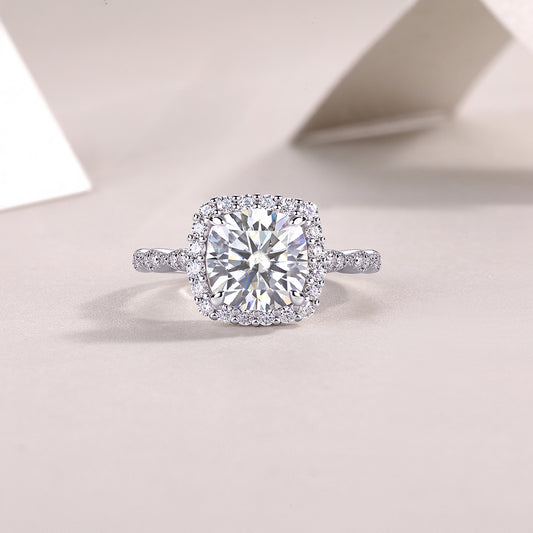 Magnificent square diamond - inlaid square 8.5*8.5 moissanite ring environmentally friendly diamond ring S925 sterling silver ring