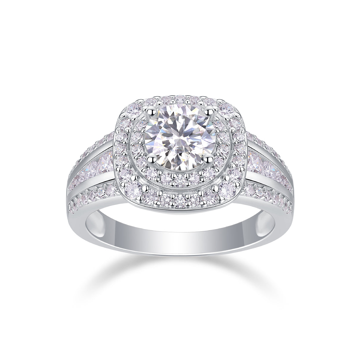 Xingchen Huaguan——Environmentally friendly diamond ring with 1 carat moissanite, S925 sterling silver and platinum-plated ring