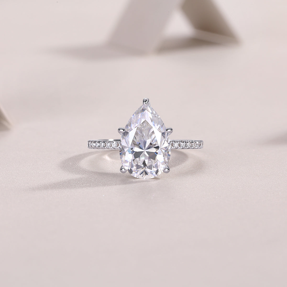 Light and shadow - inlaid pear-shaped 9*13 moissanite ring environmentally friendly diamond ring S925 sterling silver ring