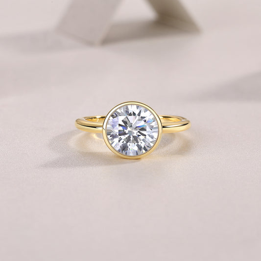 Time Foam - A round Moissanite S925 sterling silver and gold-plated eco-friendly diamond ring