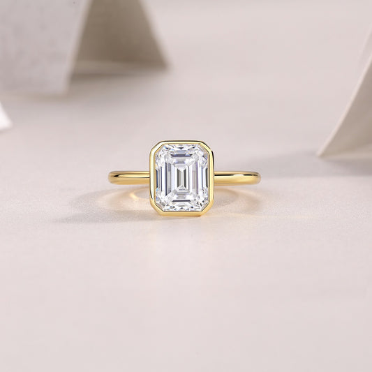 An octagonal 7*9 Moissanite S925 sterling silver and gold-plated eco-friendly diamond ring