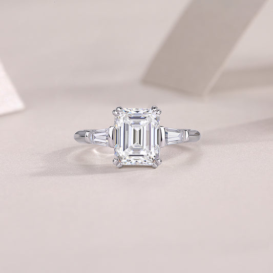 Starlight Mirror - An octagonal 7*9 Moissanite S925 sterling silver and platinum-plated eco-friendly diamond ring