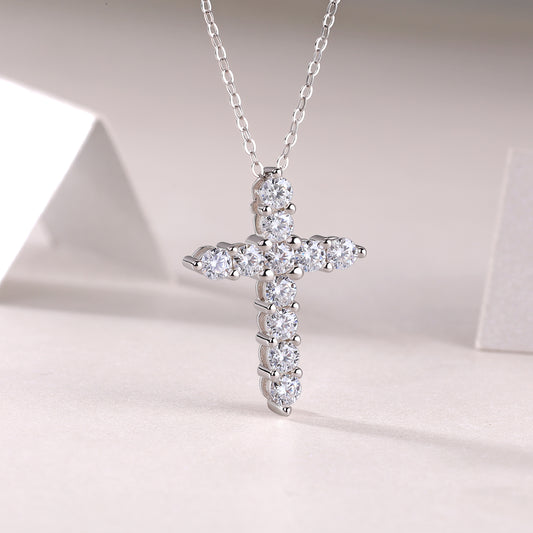 Faith-Moissanite-inlaid luxury fashion necklace pendant comparable to natural diamonds