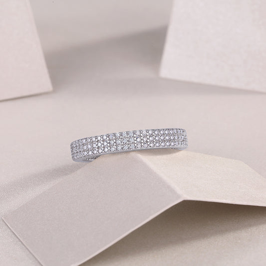 Light up the time - Moissanite ring, environmentally friendly diamond ring, S925 sterling silver, platinum-plated ring